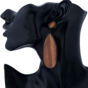 Boucles d'Oreilles en Bois pour Femmes-Grand Cercle Rond Géométrique Bois Drop Dangle Crochet Boucles d'Oreilles Mode Pendentif Mignon - Product Image 3