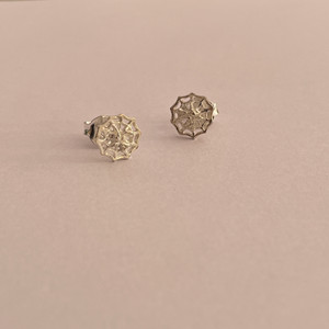 925 Sterling <b>Silver</b> Spider Web <b>Stud</b> <b>Earrings</b> Insect Geometric Number Religious with Pearl and Diamond for Party Engagement - Product Image 2