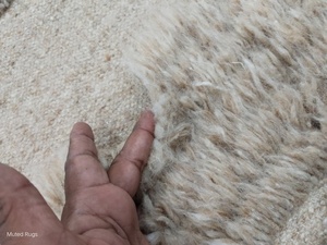 Alfombra con textura de lana gris Natural anudada a mano, corte geométrico de bucle alto, decoración moderna minimalista escandinava hecha a mano para el hogar - Product Image 5