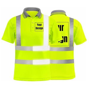 Hi Vis Polo Shirt Customizable Security Work Construction Reflection Polyester T-Shirt with Safety <b>Reflective</b> Tapes - Product Image 4