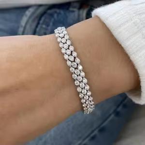 Pulsera de tenis con diamantes de oro minimalista, pulsera de moissanita, regalo de aniversario romántico para esposa - Product Image 1