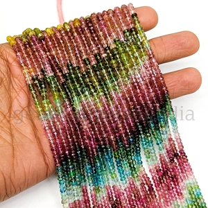 Perles rondelle à facettes multiples en tourmaline, perles de pierres précieuses en tourmaline naturelle, perles rondelle de tourmaline, perles en vrac en gros - Product Image 4