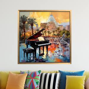 Tableau imprimé sur toile élégant - Décoration murale pour musicien moderne, encadré or - Product Image 1