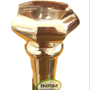 Bâton de marche pliable en bois de style vintage de qualité extrême et fait à la main/canne de marche en bois avec poignée de bouton en laiton de styliste - Product Image 1