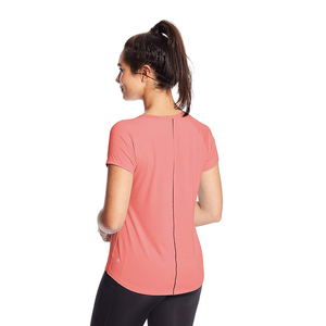 T-shirt décontracté pour femme à manches courtes et col rond en corail, en Spandex/Polyester, écologique, respirant, séchage rapide, couleur unie, coupe décontractée, printemps - Product Image 3