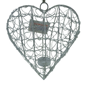 Ornements suspendus en forme de cœur avec support de lampe à thé Décoration de lavage blanche Personnalisée à la main en gros en vrac - Product Image 6