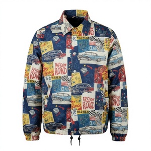 Veste américaine vintage à imprimé graphique, veste coach légère coupe-vent, veste coach pour homme, veste à boutons pression - Product Image 1