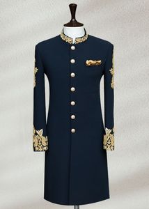 Stylish Embroidery on Sherwani with <b>Pant</b> & Matching Embroidery Shoe with Embellished Crystal Glass Beads,stone,dabka Work@2024 - Product Image 2