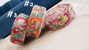 Rubans brodés à la machine à motifs floraux géométriques personnalisés, dentelles, modèles variés, couleurs, coton organza gros-grain pour mariage - Product Image 6