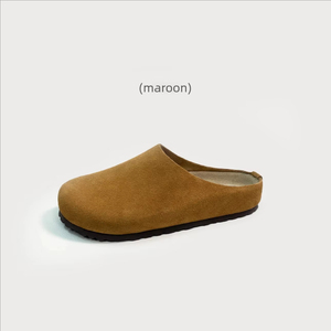 Mules en daim rose premium pour femme, style Boston, bout rond, semelle en liège, qualité supérieure 1:1, chaussures décontractées personnalisées pour femme - Product Image 3