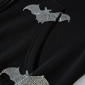 Último diseño de los hombres de manga larga de diamantes de imitación de cara completa Zip Up Sudadera CON CAPUCHA DE MODA Streetwear Heavyweight Men Rhinestone sudaderas con capucha - Product Image 3