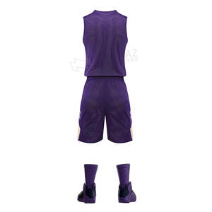 Poliéster hecho de la mejor calidad púrpura y piel BSCI, poliéster, ropa deportiva Uniforme de baloncesto de color Uniforme de baloncesto deportivo - Product Image 3