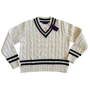 Col en V broderie 100% coton pull pull vêtements de sport adultes Cricket respirant hiver solide hommes couleur personnalisée haute - Product Image 1