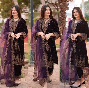 เสื้อกำมะหยี่ดีไซน์เนอร์ TENNECY รุ่นใหม่มาแรง พร้อมกางเกงและผ้าคลุมไหล่ ยืดหยุ่นได้ ไม่ยับ ผ้าสองด้าน ตัดเย็บสำเร็จ พร้อมใส่สำหรับงานปาร์ตี้ - Product Image 1