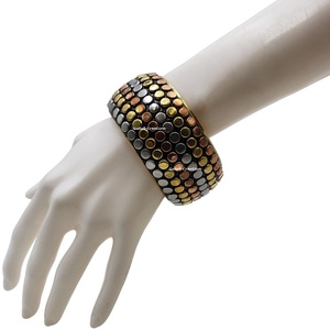ZAMZAM IMPEX 2025 New Arrival Lightweight Handmade Brass Bangle <b>Bracelet</b> with Tricolor or Trimetal Studs - Product Image 1