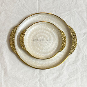 Plateau en métal et aluminium avec émail Design fini et fait main Fruits et dattes Plateau de service pour les hôtels spéciaux du Ramadan - Product Image 1