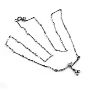 Collier tendance pour femme en argent 925 oxydé, chaîne à maillons plaqué or, pierre naturelle, diamant, perle, pour fêtes, occasions religieuses, mode - Product Image 1