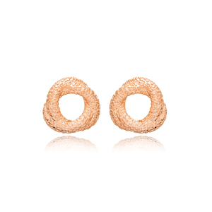 Boucles d'oreilles texturées de forme ronde, Design minimaliste, bijoux artisanaux turcs en argent Sterling 925, vente en gros - Product Image 6