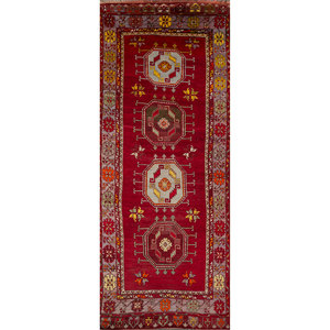 Alfombras de Lana Anudadas a Mano Nuray en Rojo y Naranja con Patrón Geométrico para Uso Doméstico-Pae-4342 - Product Image 1