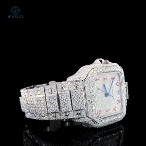 Montre automatique de luxe à cadran carré en moissanite, fabriquée à la main, pour un usage quotidien, entièrement sertie de pierres, bracelet en acier inoxydable de haute qualité - Product Image 3