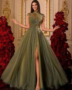 Robe de soirée longue en mousseline de soie noire de luxe avec strass sirène, épaules dénudées, respirante, tendance, pour bal de promo/gala/fête - Product Image 2