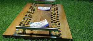 ช่างฝีมือธรรมชาติเปลือกหอยมุกฝังถาดไม้หรูหรารอมฎอนมูบารักของหวานและวันที่เสิร์ฟจานฉลองเทศกาลอีสเตอร์ - Product Image 5