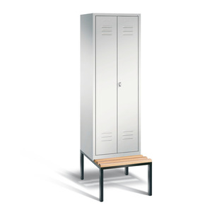 Armadio doppio Cabo con panca, 2 scomparti, L 610, H 2090, P 500/815 mm, grigio/grigio - Product Image 1
