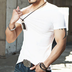 <b>Mens</b> T <b>Shirt</b> Pure Color V Collar <b>Short</b> <b>Sleeved</b> <b>Men</b> T-<b>Shirt</b> <b>Black</b> Tights Man T-<b>Shirts</b> Fitness - Product Image 3