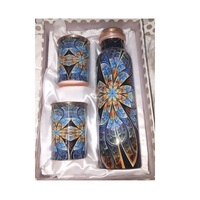 Ensemble classique de bouteille d'eau en cuivre avec 2 verres, design papillon fait main, vaisselle, cadeau pour femme, cadeau d'affaires
