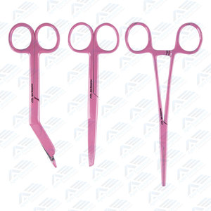 Juego de Instrumentos Médicos Combinados Manuales de Acero Inoxidable Rosa Completo, Paquete de 3, con Tijeras Quirúrgicas Kocher, Certificado CE - Product Image 6