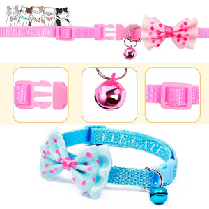 Collare Moderno di Lusso per Gatti e Cani con Elegante Fiocco, Campanello e Luci, Motivo a Pois, Nastro in Nylon/Poliestere, Stile Carto - Product Image 1