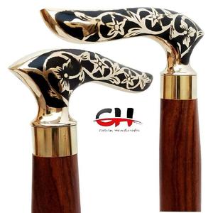 Antique Wooden Walking <b>Stick</b> with Brass Handle Nautical-Themed Novelty Gift - Product Image 1