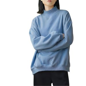 Sudadera Unisex de Algodón con Cuello Alto, Estilo Urbano, Oversize, Azul Claro, con Logotipo Personalizado, Sudadera Gruesa - Product Image 5