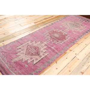 3x10,1 ft Herki Vintage Rug, <b>Red</b> Solid Turkish Rug <b>Wool</b> - Product Image 2