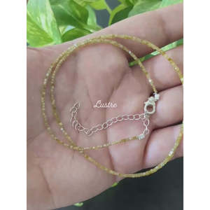 Collier de perles cubiques jaunes naturelles de 2-3 mm, 16 pouces, bijoux étincelants - Product Image 3