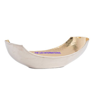 Cuenco decorativo pulido brillante Aluminio Metal Plata Brillante Lujo Bordes rotos Diseño Tazón de mesa - Product Image 4