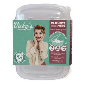 SEMPREFRESCO 3212002 Set of 3 Disposable Food <b>Storage</b> Trays (18.5x15x7.8cm)-1Lt for Virinnova - Product Image 1