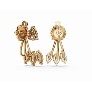 Pendientes de Diseño de Alta Calidad en Oro de 18 Quilates con Triángulo de Marquise y Pera, Joyería Cultivada en Laboratorio, Venta al por Mayor B2B para Exportación - Product Image 3