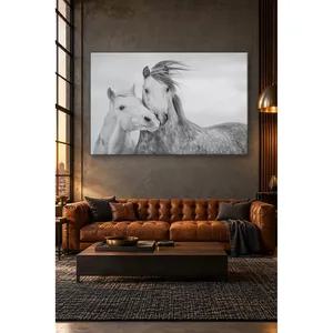 Impression sur toile de deux chevaux blancs se fouillant de près de Fida - Product Image 3