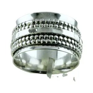 Plain Silver Five Band Spinner Ring, 925 Sterling Silver Spinner Ring, Handmade Spinner Ring India