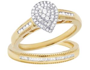 Conjunto nupcial de Halo en forma de pera, anillo de desgaste para fiesta de boda con plata de estrella S925 en anillo de compromiso elegante de diamante Moissanite - Product Image 1