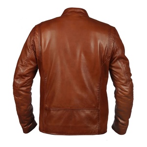 Anti-wind Breathable <b>Thin</b> Stand Collar Waterproof Eco-Friendly Leather <b>Jacket</b> for <b>Men</b> Autumn Winter Classic Design - Product Image 3