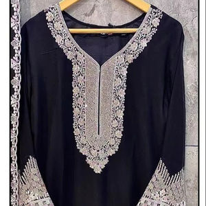 Trendy Eid Outfit Heavy Georgette Shalwar Kameez Set with Zarkan Work Top & Matching Bottom/Dupatta (XL-42/XXL-44) for Parties - Product Image 1