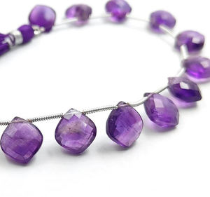 Perles d'Améthyste en Forme de Coussin à Facettes de 8 Pouces de Long, Fournisseurs Indiens en Gros - Product Image 1