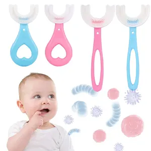 U-Vorm 360 Graden Baby Siliconen Borstel Kinderen Tandenborstel Baby Tandenborstel Bpa Siliconen