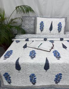 Couette 100% coton imprimé fleuri écologique fabriqué à la main avec taies d'oreiller bloc à la main imprimé Jaipur ensemble de couette en coton - Product Image 5
