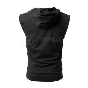 2025 hommes Gym sans manches sweats à capuche ensemble vente taux solide motif Fitness musculation vêtements pour la saison d'hiver - Product Image 3