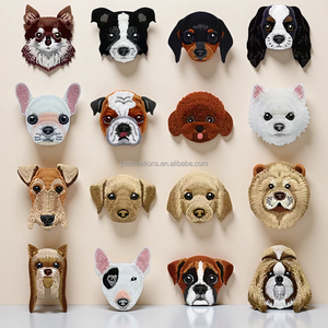 Patch brodé de haute qualité avec visage de chien pour la décoration de vêtements et de textiles - Product Image 1