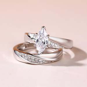 Ensemble de bagues en argent sterling de style Jeulia, coupe marquise diagonale - Product Image 5