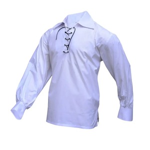 Camisa de manga larga con cordones para hombre Jacobite Ghillie para escocesa, traje de pirata renacentista, Túnica holgada, Camisas - Product Image 5